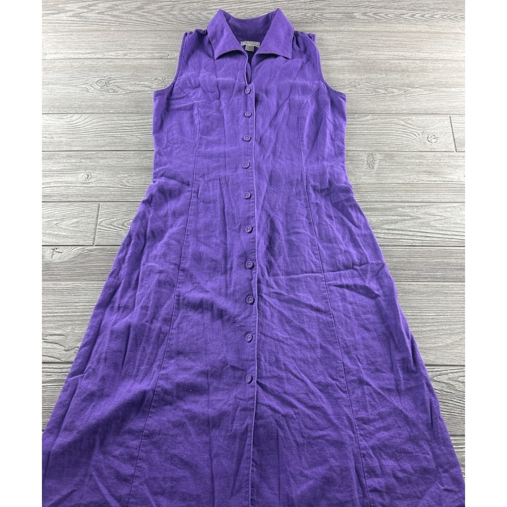 Christopher & Banks Purple Sleeveless Button Front Linen Dress Size 8